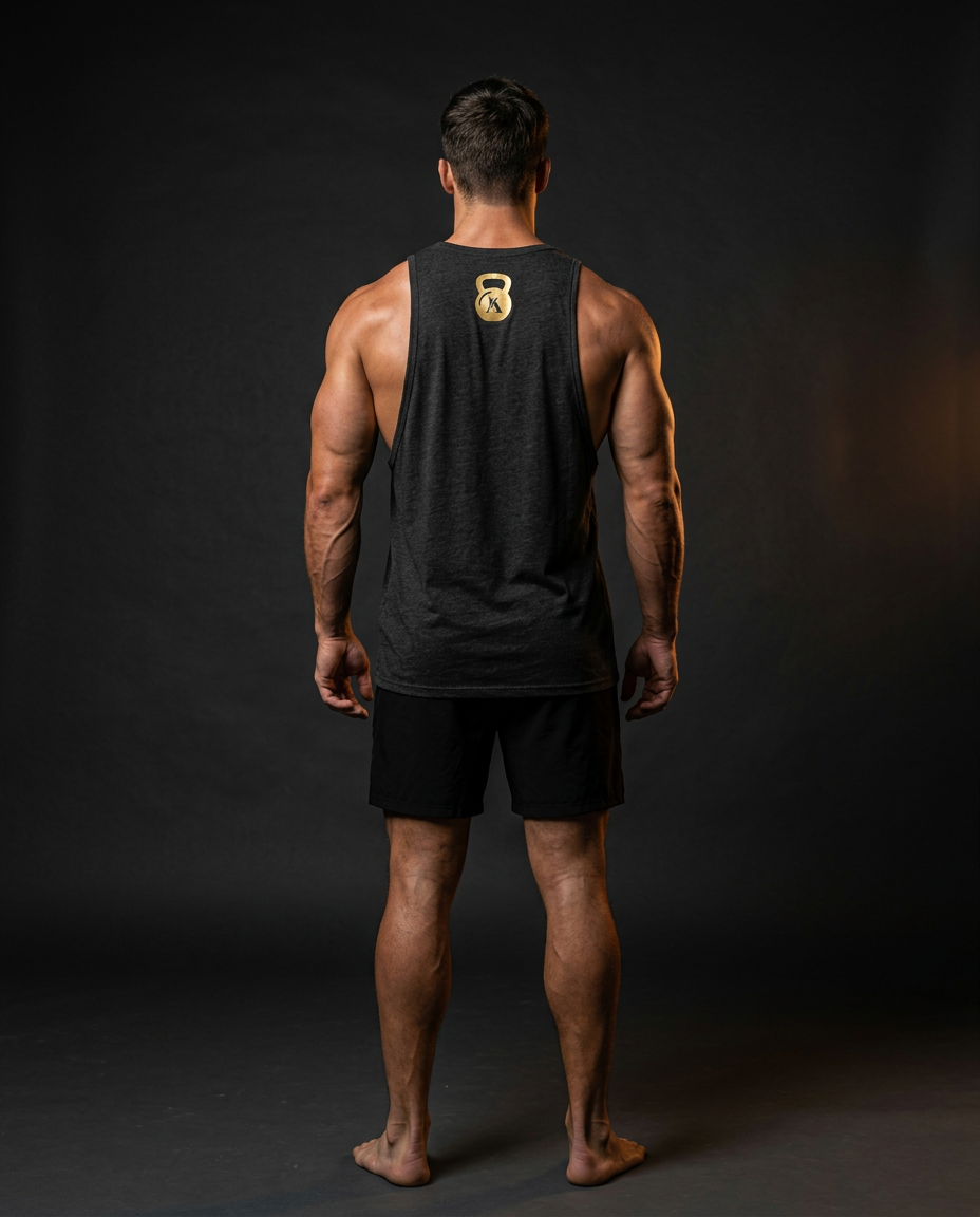 Athlete in Gym Rhino Iron Tank — Back view